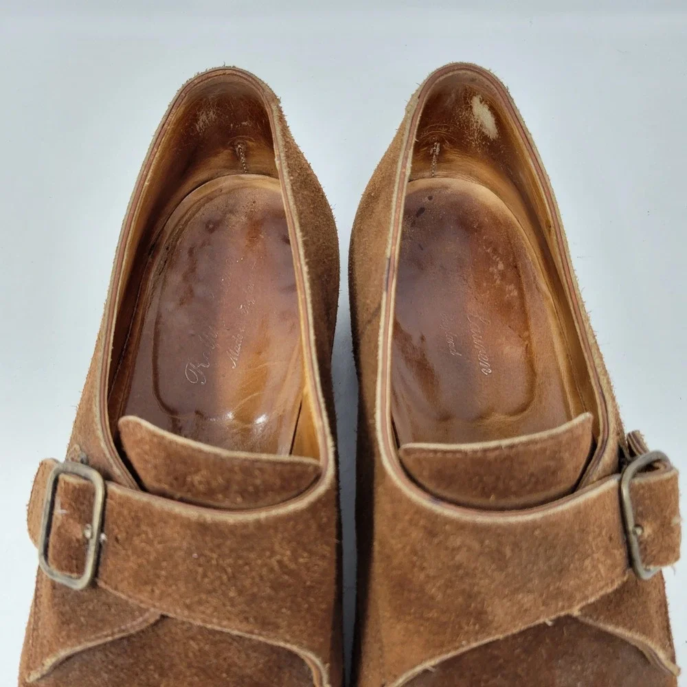 Ralph Lauren Brown Suede Single Monk Strap Men Made in England Dress Shoes Sz 11